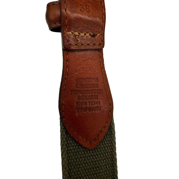 LL bean men’s 38 stamped Brown leather/ canvas belt - Picture 4 of 6